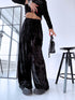 Velvet set top + pants "PINECONE" - BLACK
